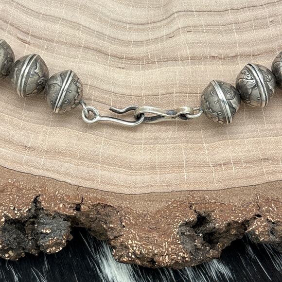 1970s Native American NAVAJO Silver Turquoise Naja Necklace Morgan Dollar Coins - Picture 7 of 8